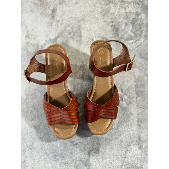 C comfort women's shoes size 9M brown open toe heel Sandals 45062672 - Picture 13 of 15